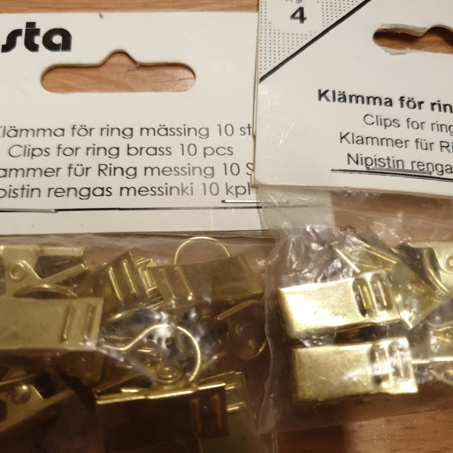 4x10 st klämma för ring, mässing, Hasta