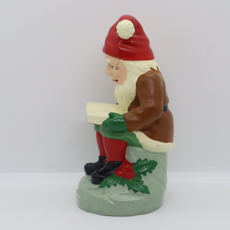 17cm Tomte som sitter och läser - Retro / Vintage