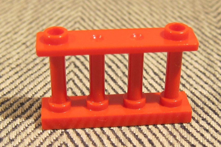 LEGO Staket Röd 30055 Fence 1 x 4 x 2 Spindled with 2 Studs