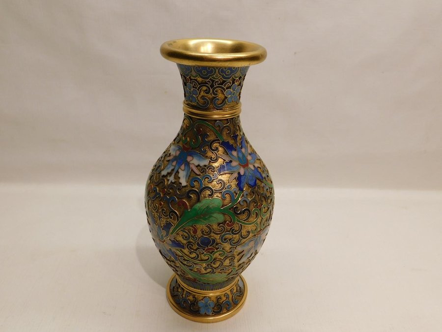 Cloisonne Vas Japan Antik Ca; 1900 talet Vacker Vas