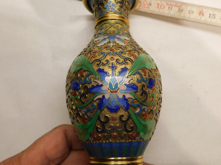 Cloisonne Vas Japan Antik Ca; 1900 talet Vacker Vas