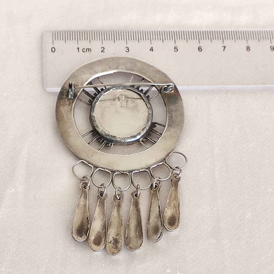 Mexico Sterling Silver (925 silver) vintage brosch, Aztekisk krigarsköld design