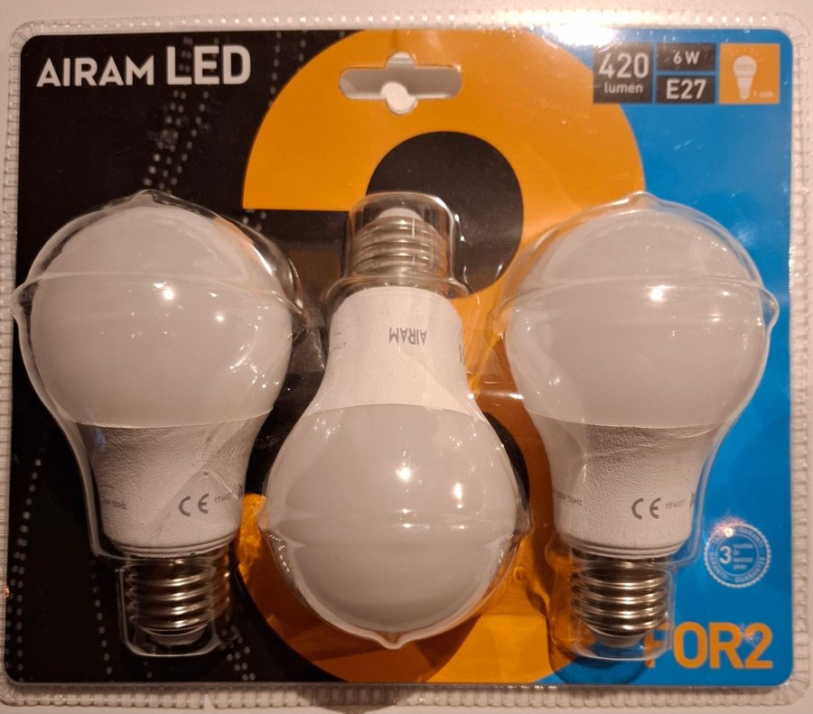 Airam LED-lampor E27 420 lumen 6W