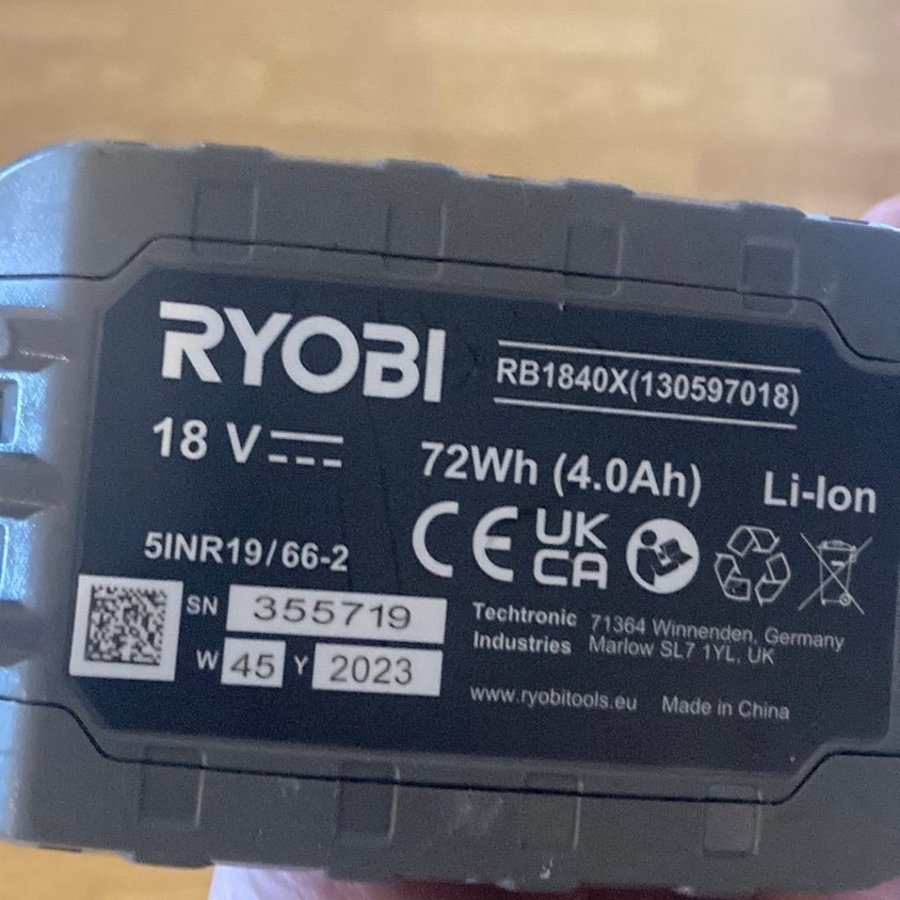 Ryobi batteri 4ah