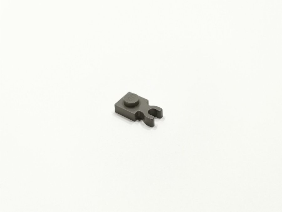 Lego - plate - 1x1 - clips - part 4085 - mörkgrå (old dark gray)