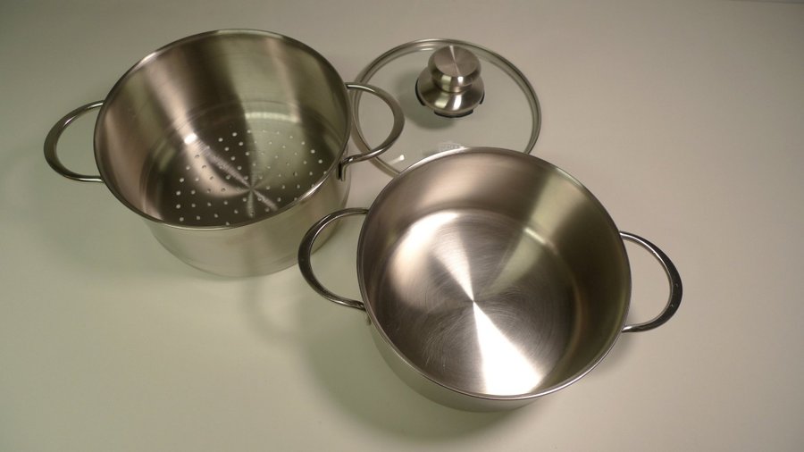 BID! GSW Stainless Steel Steamer with Insert, Silver, 20 cm!