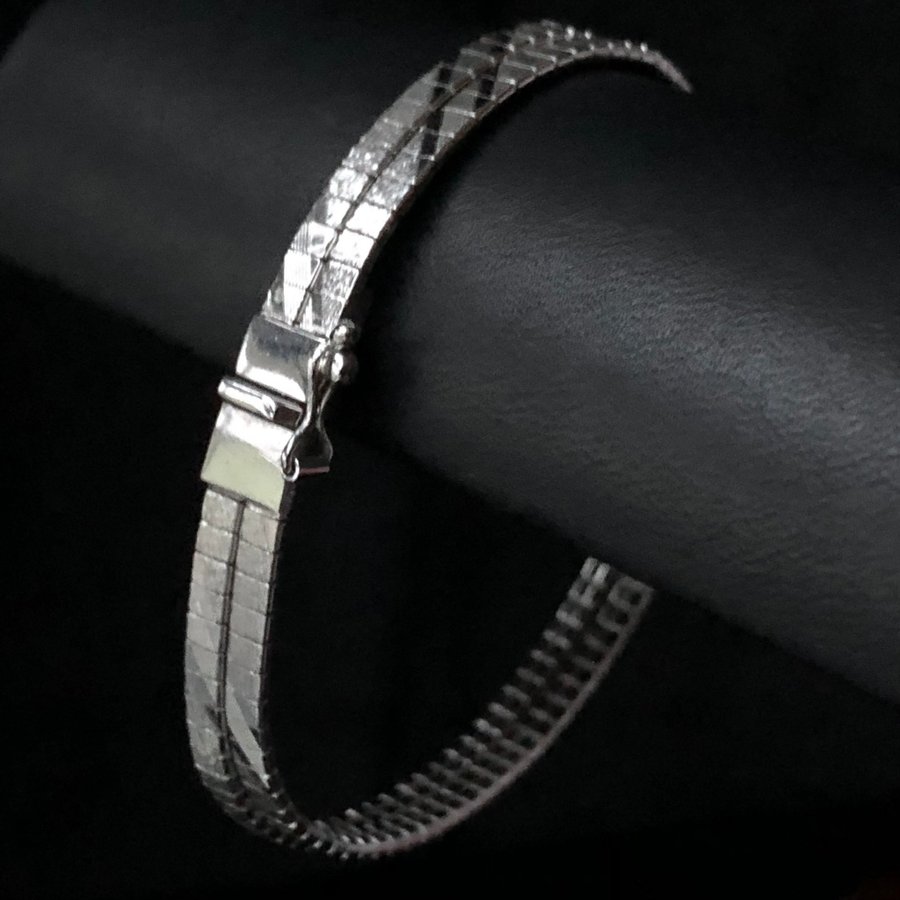 835 silver tvåradigt armband med fasettmönster