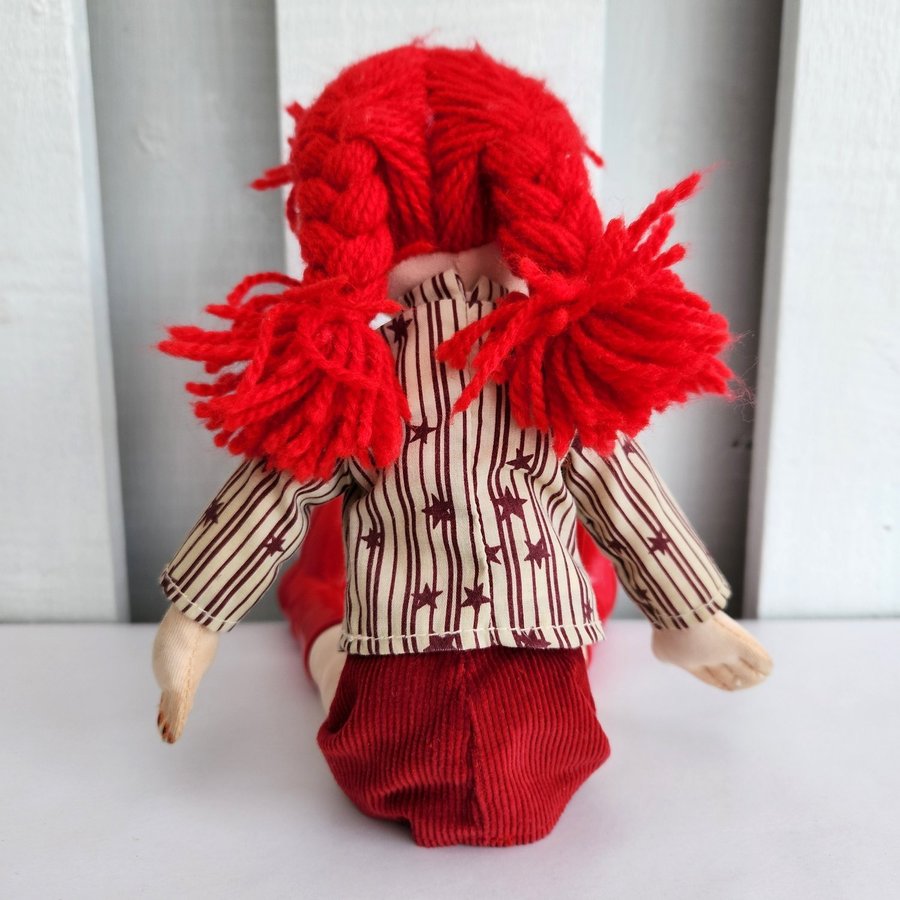 Cloth  Yarn Doll Green Eyes Red Hair Go Go Boots Fingernails