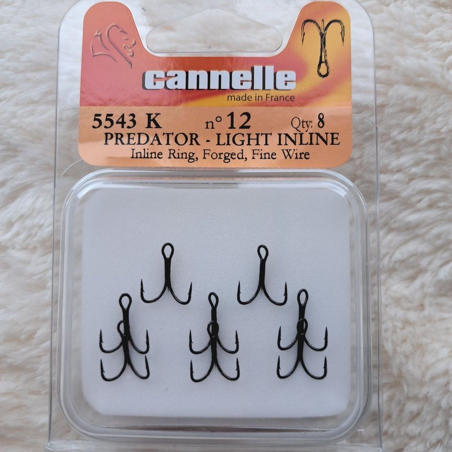 Cannelle 5543 K Predator- Light Inline Treble Hook Size 12 8PCS