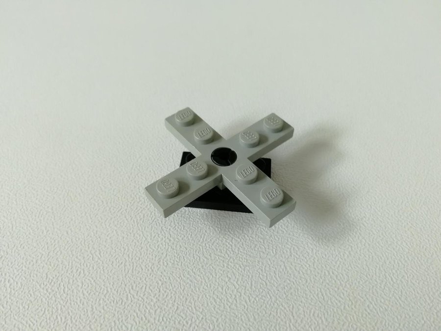 Lego - propeller - fäste - 2x3 - svart / ljusgrå (old light gray)