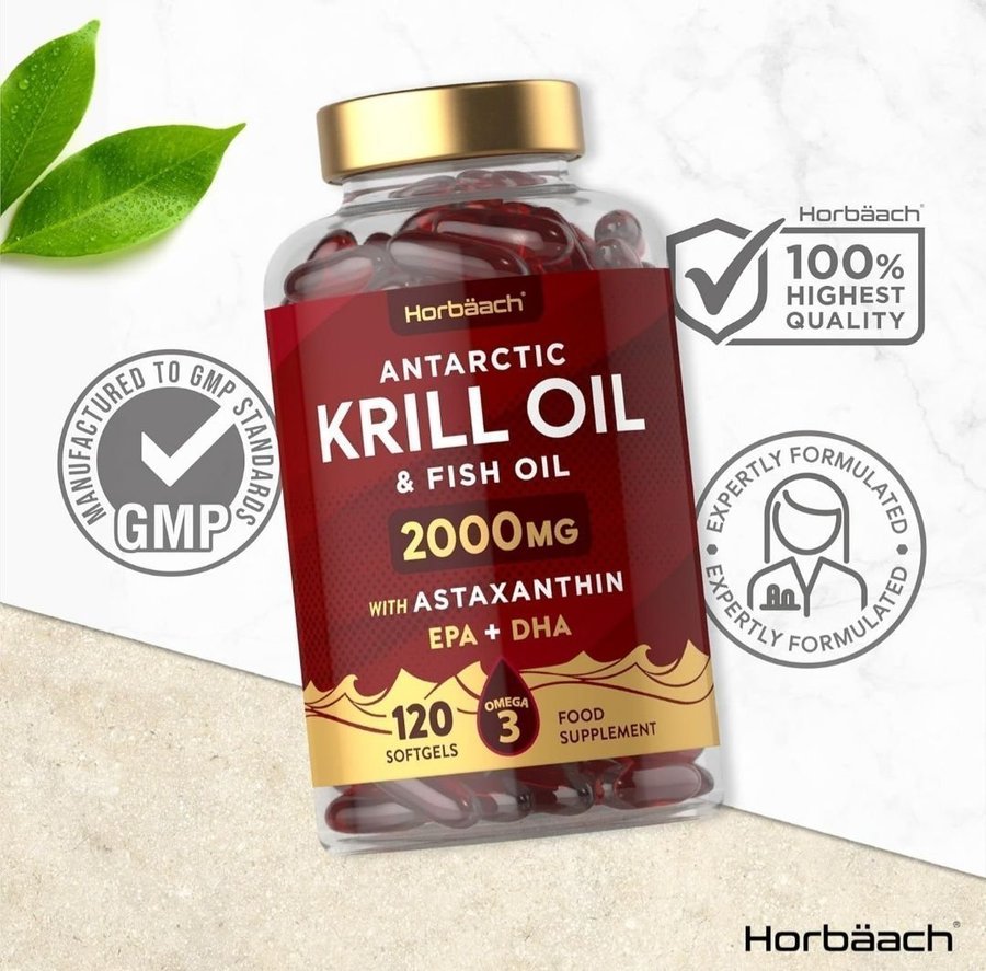 Horbaach Krill Oil  Fish Oil 2000mg  Omega 3 Fish Oil 3000mg