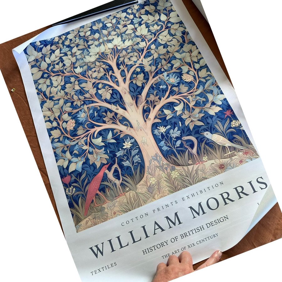 Stor William morris canvas 50x70cm livets träd tavla postervintagestil