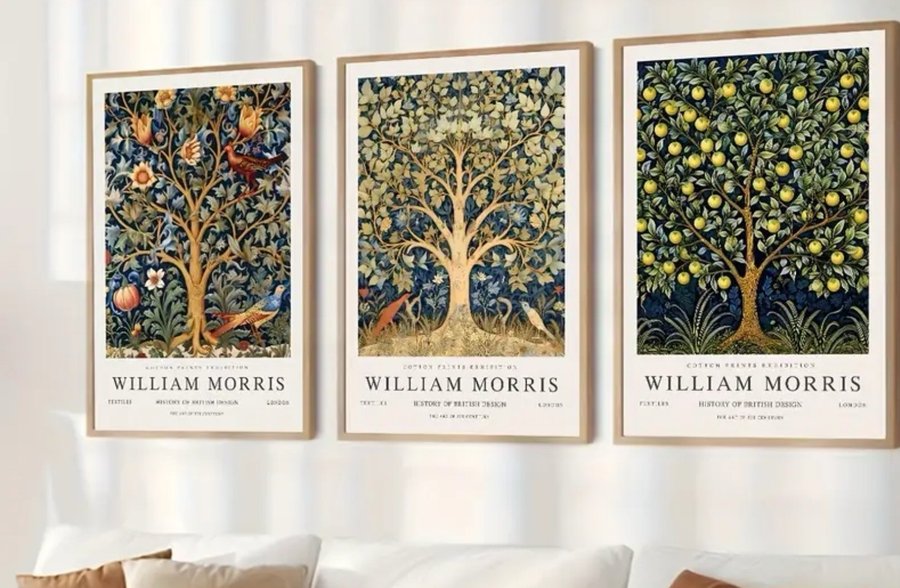 Stor William morris canvas 50x70cm livets träd tavla postervintagestil