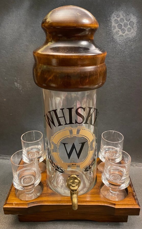 WHISKEYSET, trä/glas, 1900-talets senare del.