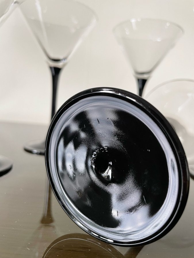 Retro Luminarc France Domino | 6 st Cocktailglas med svart fot