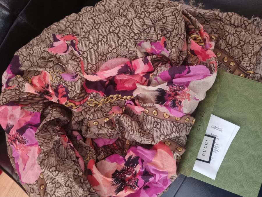 Gucci GG Blooms Monogram Print Scarf Pink Purple