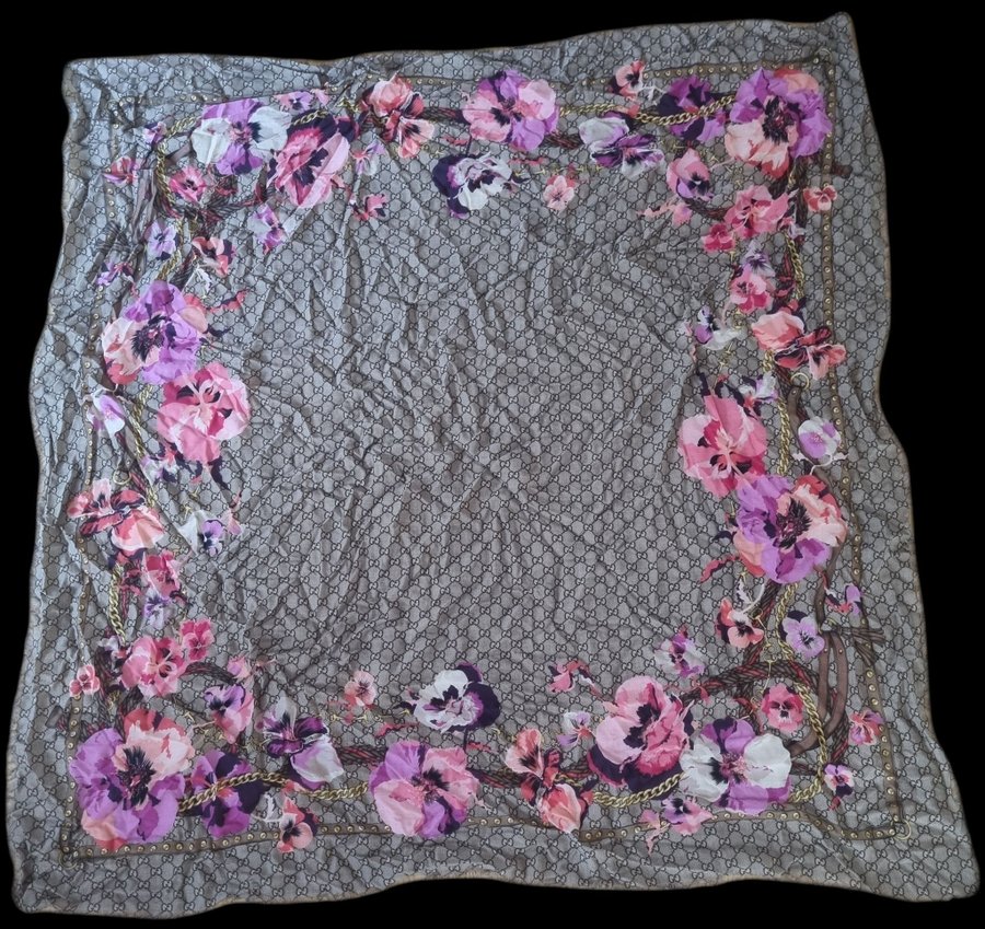 Gucci GG Blooms Monogram Print Scarf Pink Purple