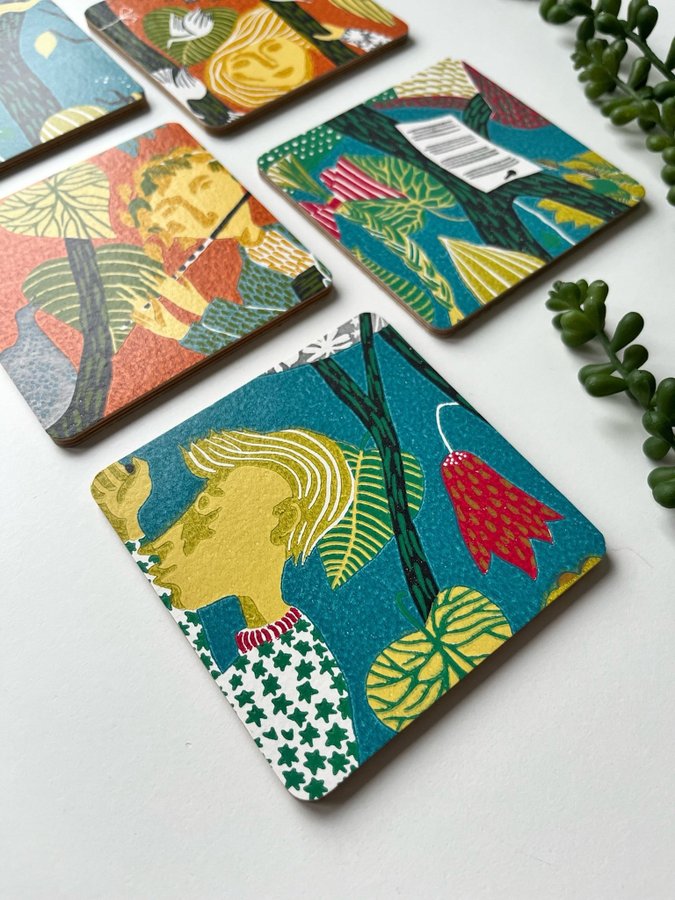 Coasters glasunderlägg Stig Lindberg Melodi svensk design färgglatt