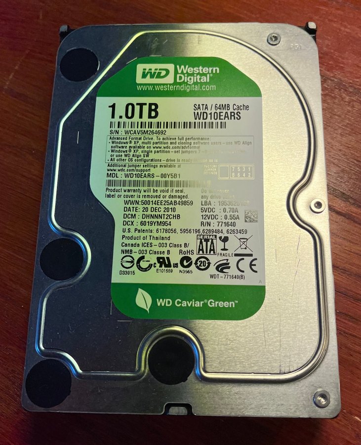 Western Digital WD10EARS 10TB SATA hårddisk