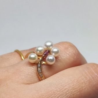 Akoya Pearl with Ruby and Diamonds