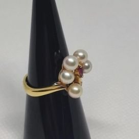 Akoya Pearl with Ruby and Diamonds