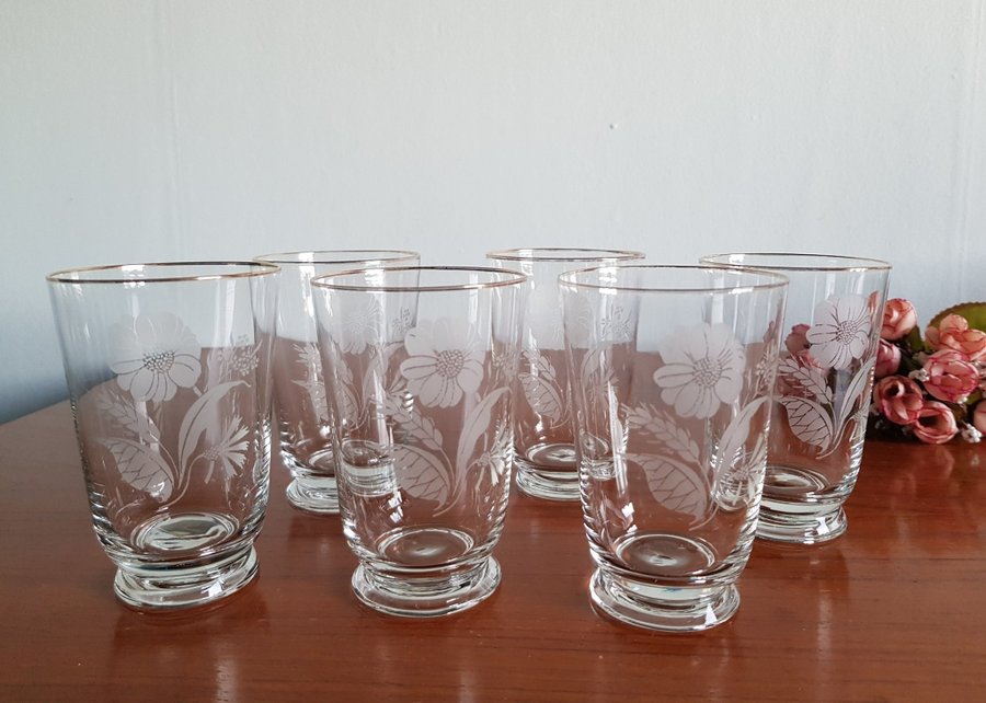 Vintage vackra selterglas 6 st, Äldre blommor dekor