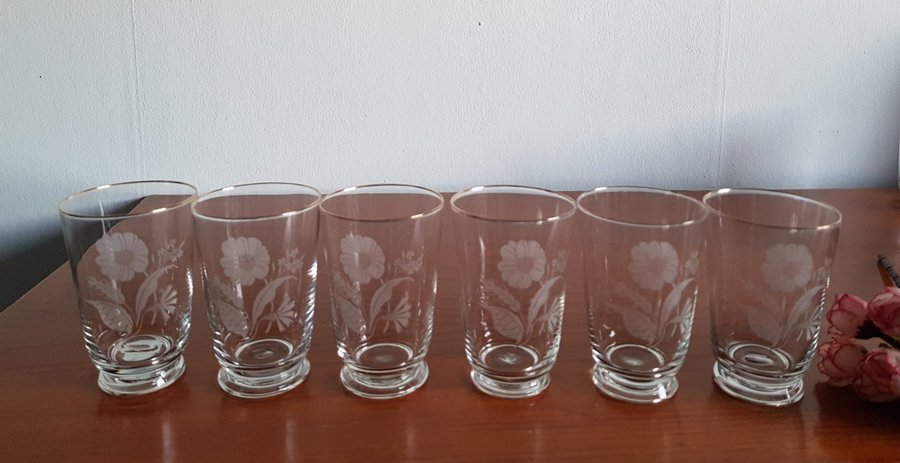 Vintage vackra selterglas 6 st, Äldre blommor dekor