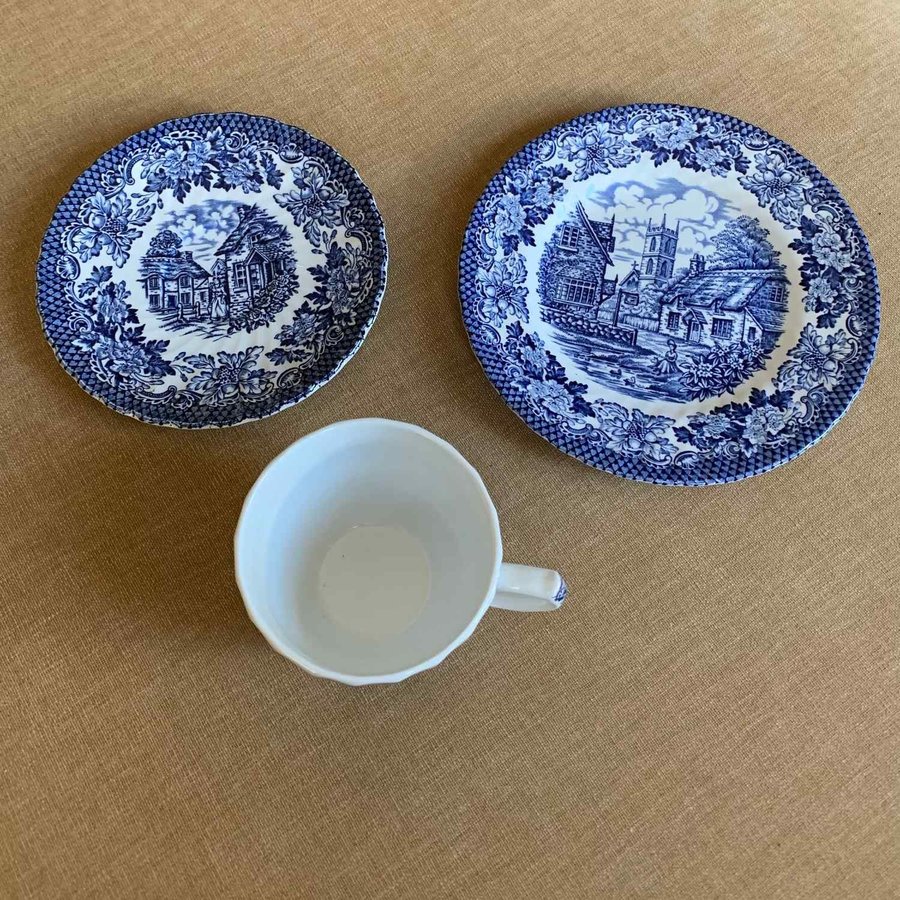 Merrie olde England British Anchor Ironstone Kopp med fat + assiett = ett set