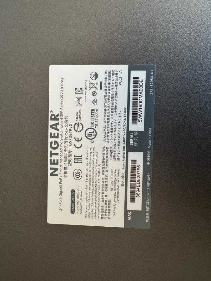 Netgear GS728TP v2 Smart Managed Switch