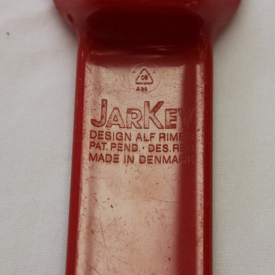 Vintage Röd Glasburklock öppnare Jarkey Brix i Melamin / Plast Alf Rimer Danmark