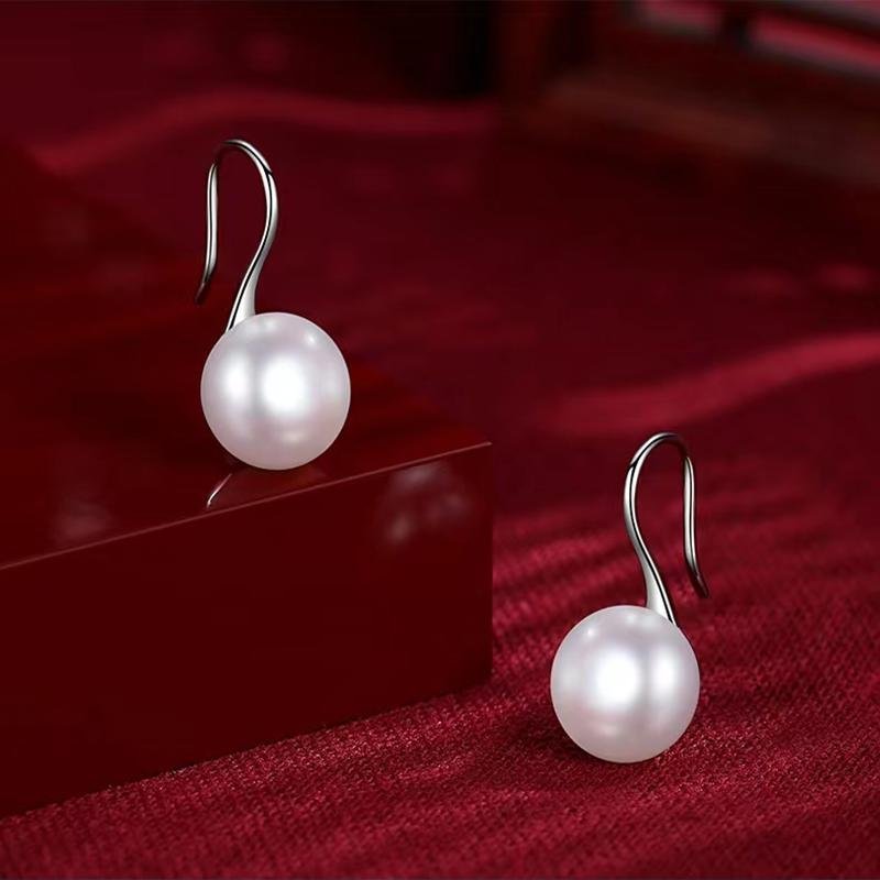 Eleganta 10mm silver pärlörhängen silverpläterade pärla imitation studs