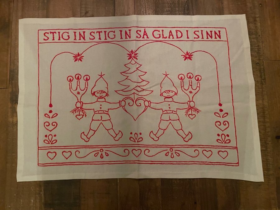 Äldre Broderad Bonad Jul Tomte