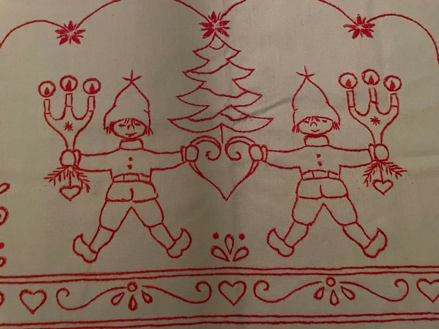 Äldre Broderad Bonad Jul Tomte