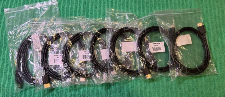 7st HDMI-kablar 4k Oanvända. ca 2m/kabel