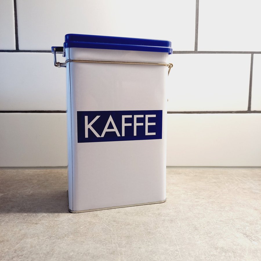 Plåtburk KAFFE Blåvitt KONSUM COOP Kaffeburk