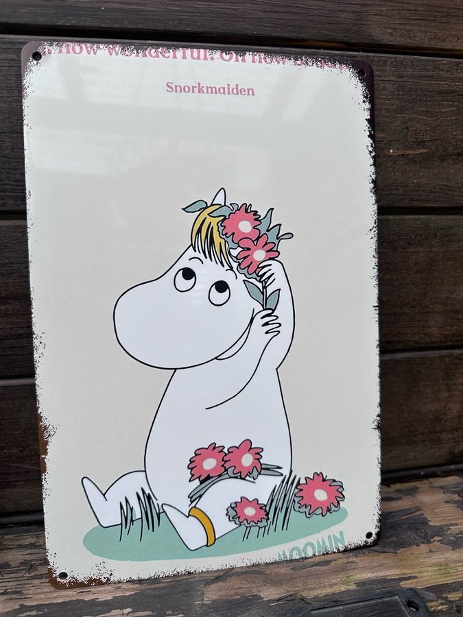 Metallskylt mumintrollen snorkfröken plåtskylt Mumin motiv skylt Moomin