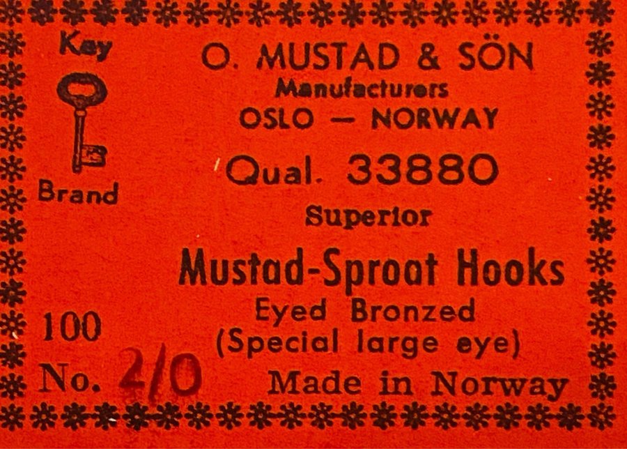 Mustad 2/0 Qual 33880  Special krokar brons  Se ögla Utrop 1kr