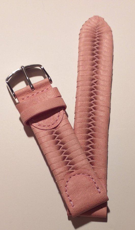 *NYTT Snyggt flätat klockarmband - Gammelrosa läder- Pink - kromspänne 20 mm