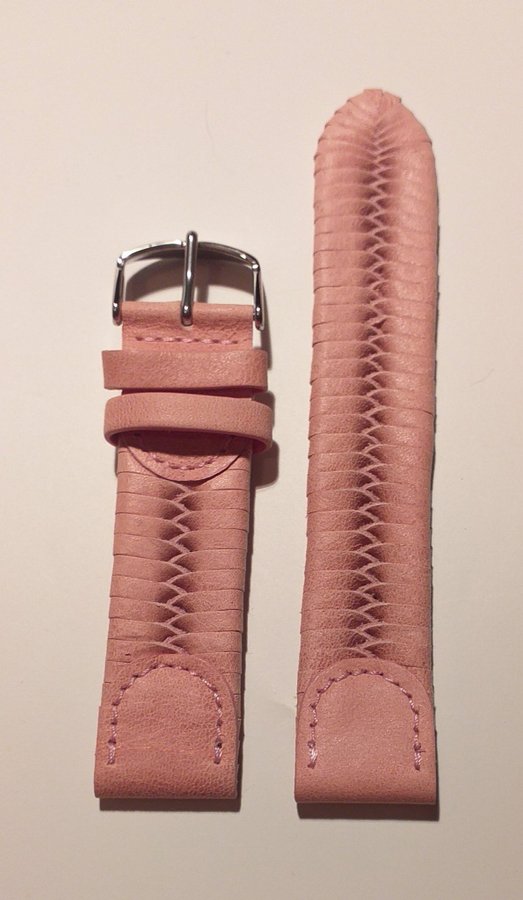 *NYTT Snyggt flätat klockarmband - Gammelrosa läder- Pink - kromspänne 20 mm