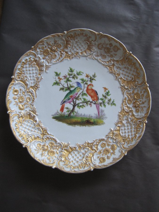 Meissen, skålfat, Germany, stor fat ,Dekor av fåglar , omkring 18-1900 tal