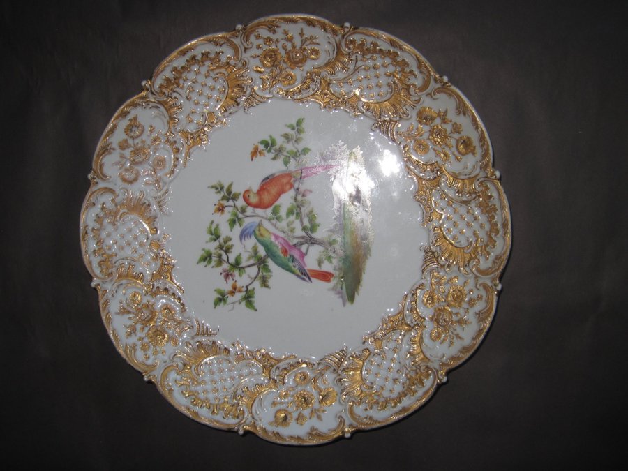 Meissen, skålfat, Germany, stor fat ,Dekor av fåglar , omkring 18-1900 tal