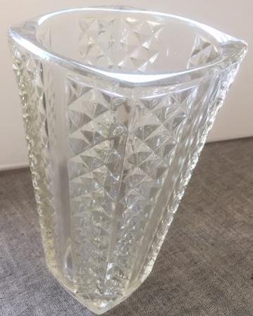 Vintage Stor Tung Glasvas Kristalliknande Ca 20 cm Hög