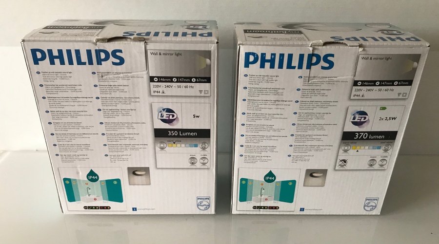 Philips myBathroom Hotstone LED Vägglampa, 2 st, NYA, oanvända