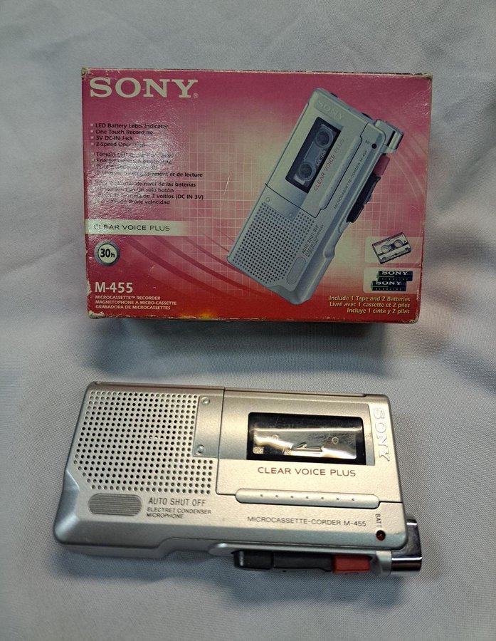 Sony M-455 Microcassette-Corder Handheld Voice Recorder, Tested  Working VGC