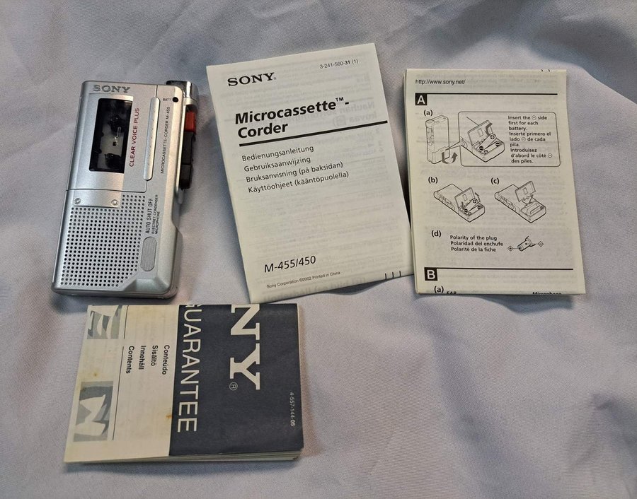 Sony M-455 Microcassette-Corder Handheld Voice Recorder, Tested  Working VGC