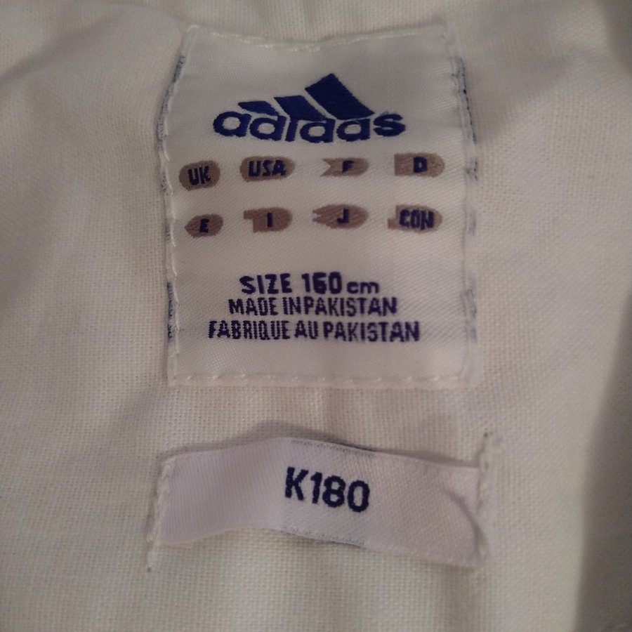 Karate jacka Adidas vit träningsdräkt, storlek 160 CM