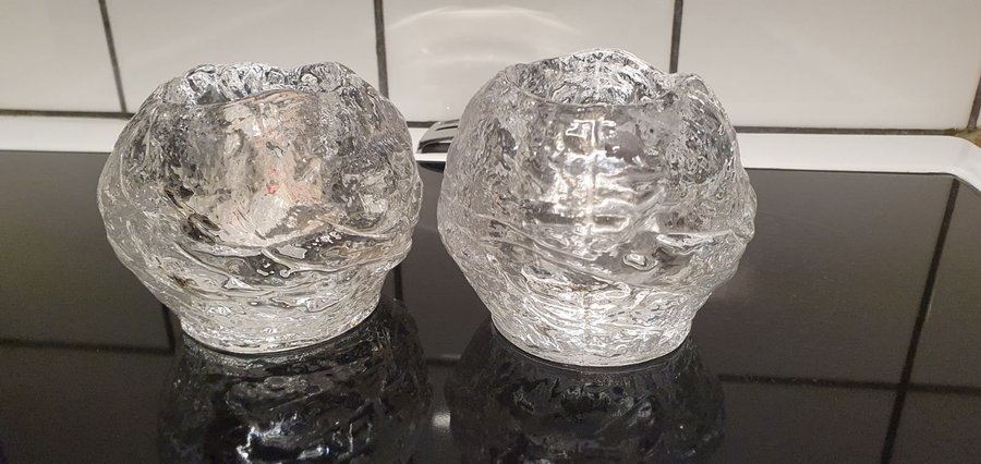 2st LJUSLYKTOR glas, "Snöboll", Ann Wärff, Kosta Boda