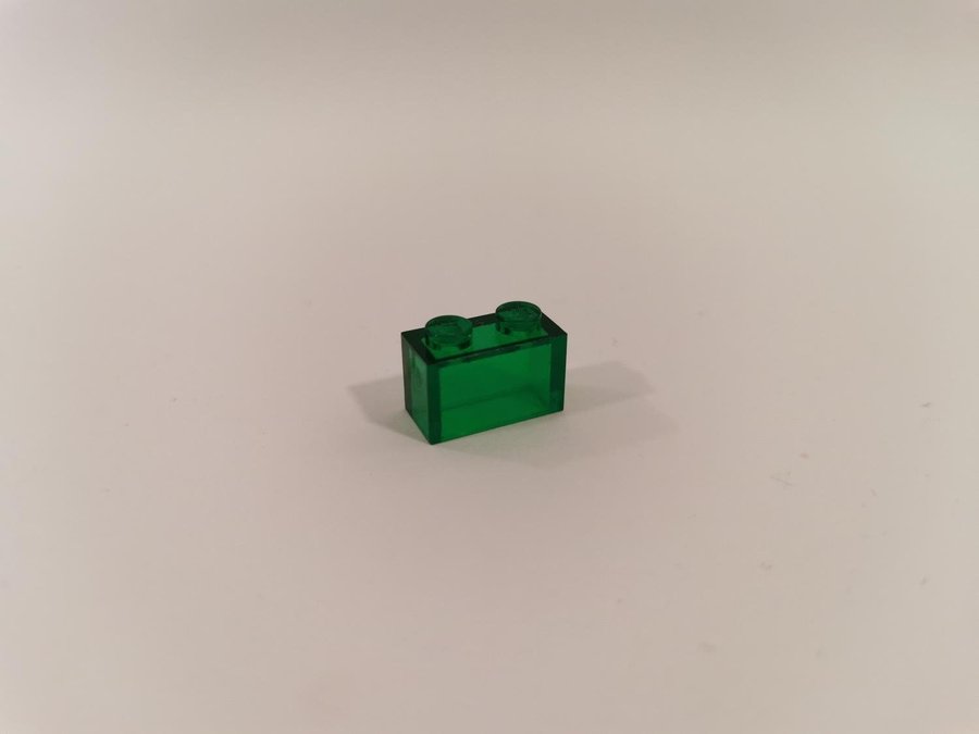 Lego - transparent - brick - 1x2 - part 3065 - grön (trans green)