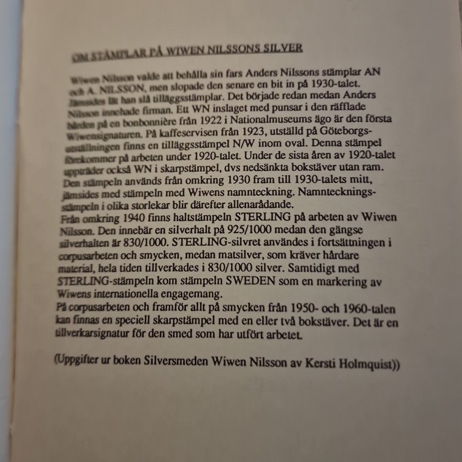 Wiwen Nilsson utställning på Kulturen Lund 1990