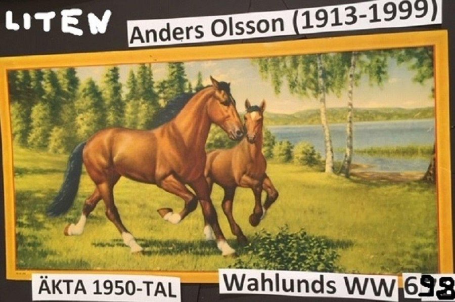 AO 4 SMÅ ANDERS OLSSON:Vårhästar Vit häst Kor Hjort1950-tPappersBONAD-er